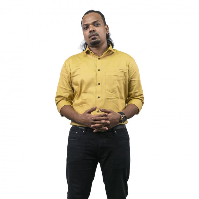 Tribes India Khaki Twill Cotton Shirt - 38