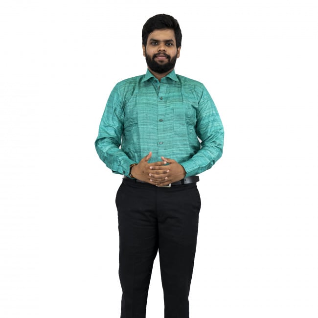 Tribes India Green Ghicha Cotton Shirt - 38