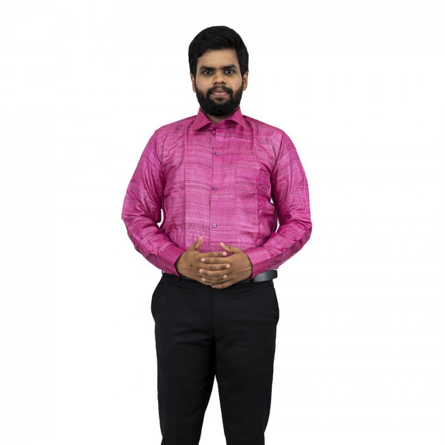 Tribes India Pink Ghicha Cotton Shirt - 38