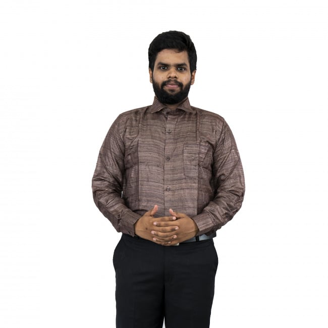 Tribes India Brown Ghicha Cotton Shirt - 42