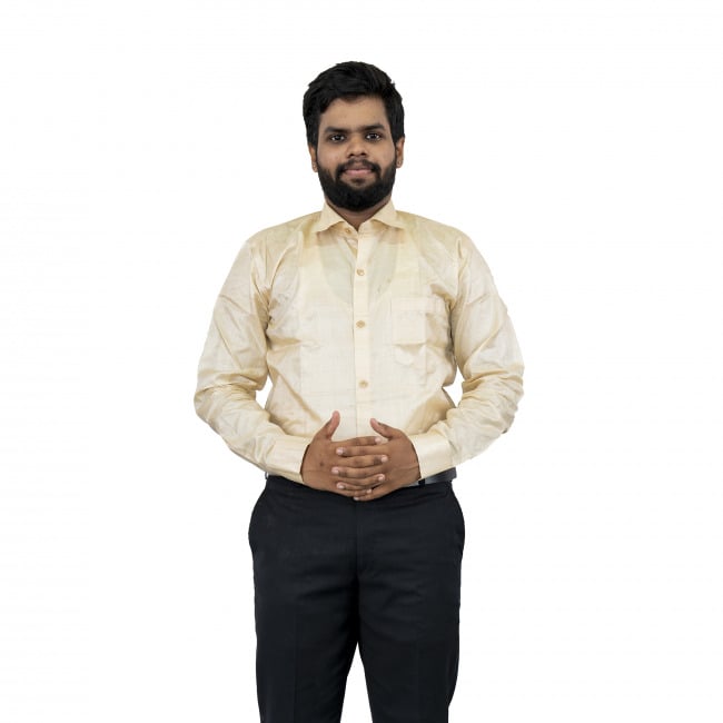 Tribes India Yellow Tassar Cotton Shirt - 38