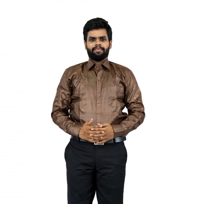 Tribes India Brown Tassar Cotton Shirt - 42