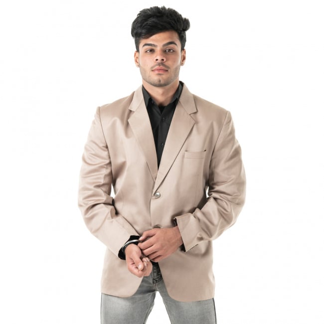 Handloom Men Linen Coat - 46
