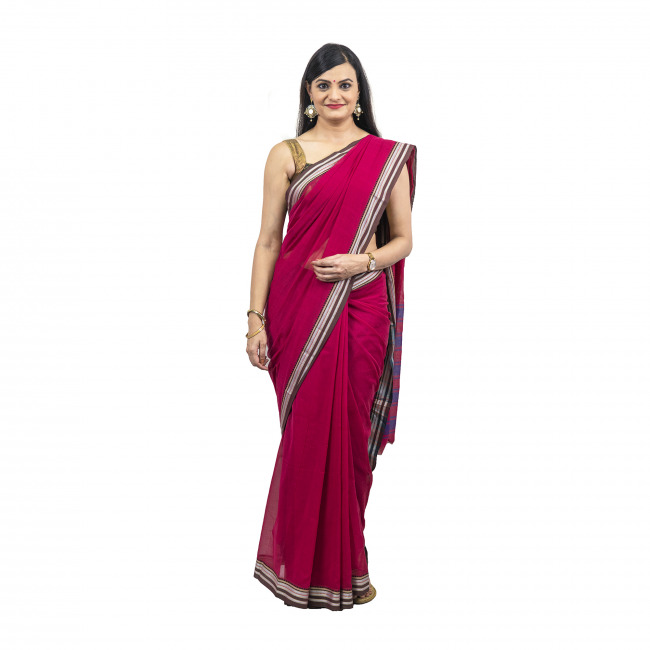 Tribes India Cotton Nagpuri Maroon Saree