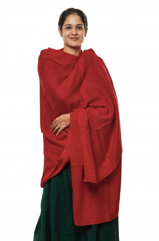 Handwoven Pure Woolen Red Shawl Leh