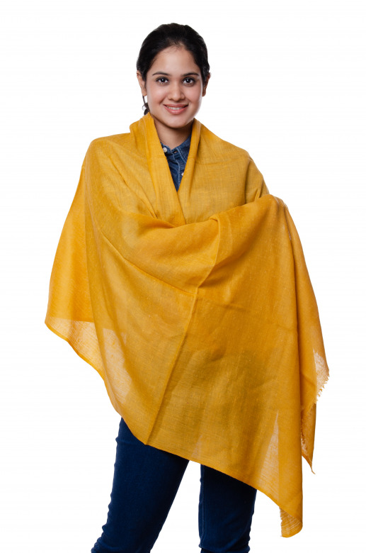 Handwoven Pure Woolen Yellow Stole Leh