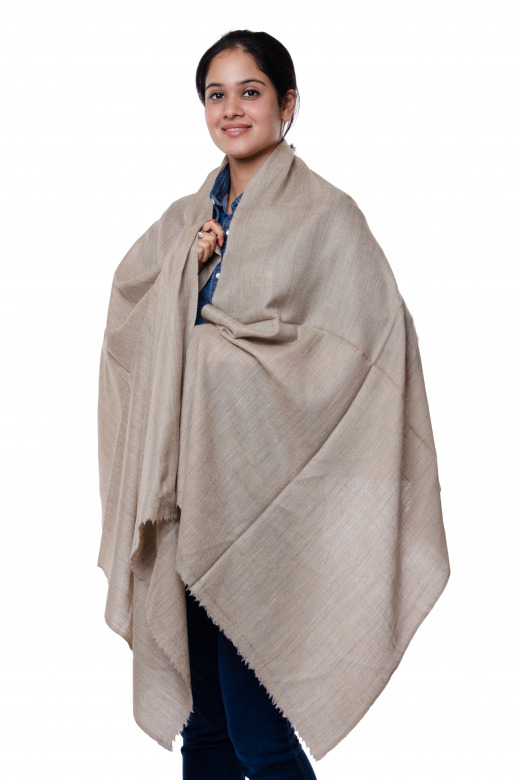 Handwoven Pure Woolen Cream Stole Leh