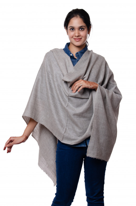 Handwoven Pure Woolen Grey Stole Leh