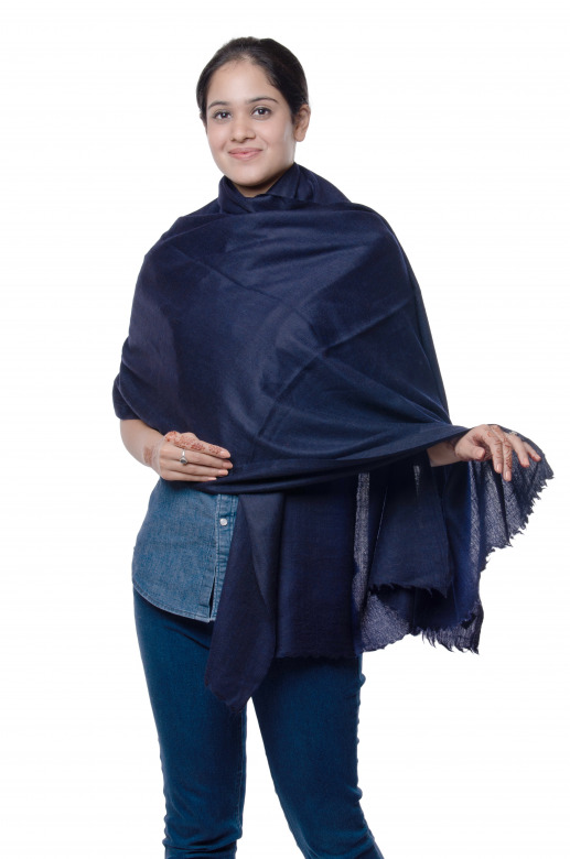 Handwoven Pure Woolen Blue Stole Leh