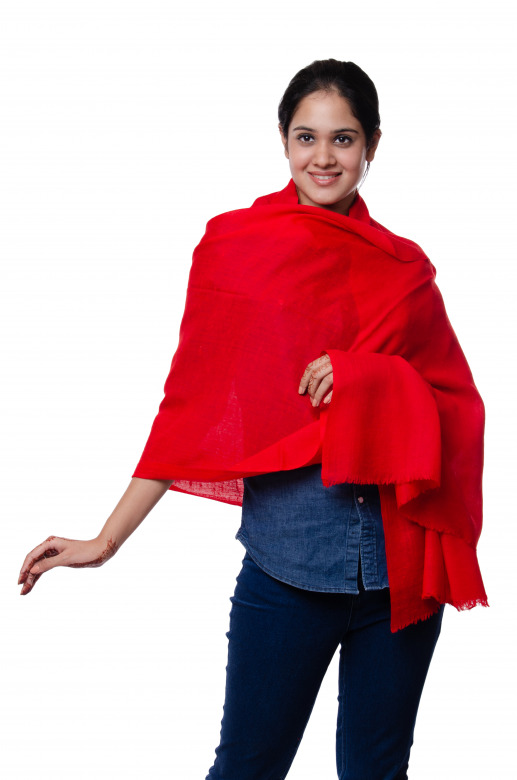 Handwoven Pure Woolen Red Stole Leh