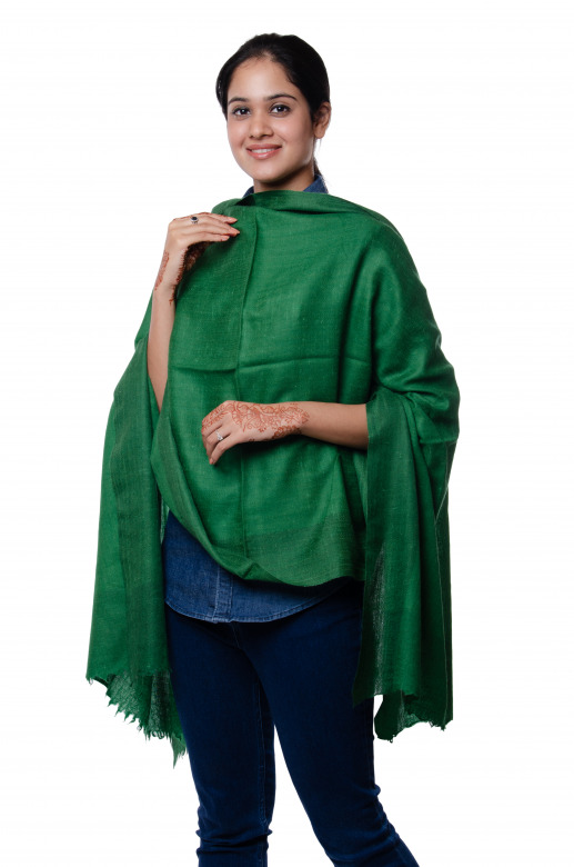 Handwoven Pure Woolen Green Stole Leh