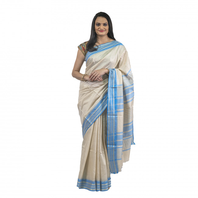 Tribes India Tassar Muga White Saree