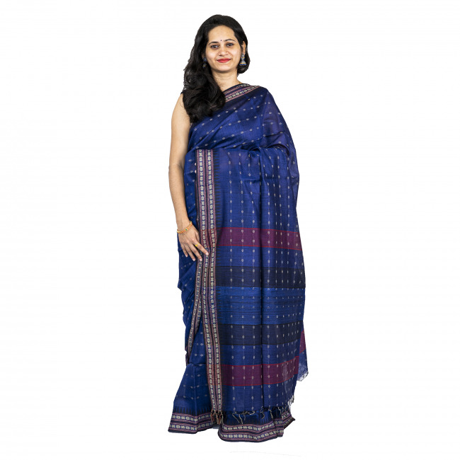 Handwoven Tussar Silk Violet Saree