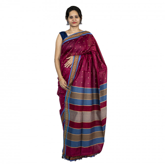 Handwoven Tassar Silk Multicoloured Saree