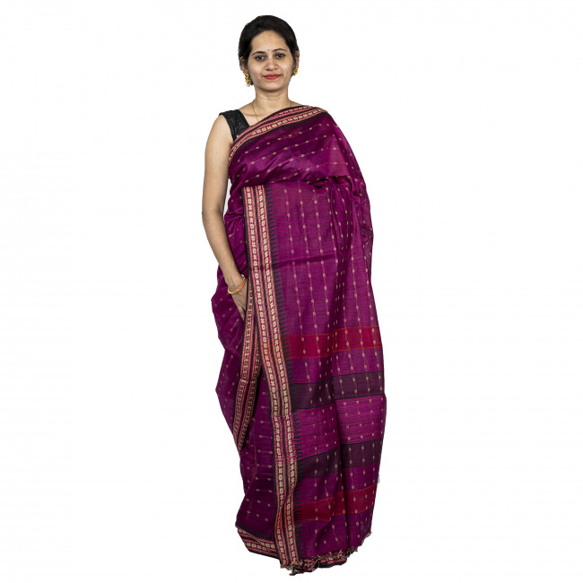 Handwoven Tussar Silk Purple Saree
