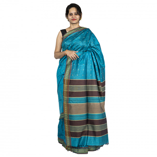 Handwoven Tussar Silk Light Green Saree