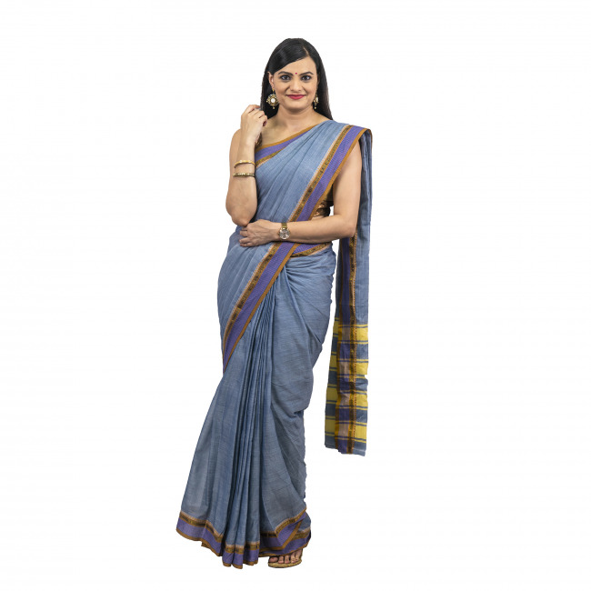 Tribes India Cotton Nagpuri Grey Saree