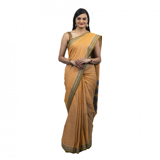 Tribes India Cotton Nagpuri Orange Saree
