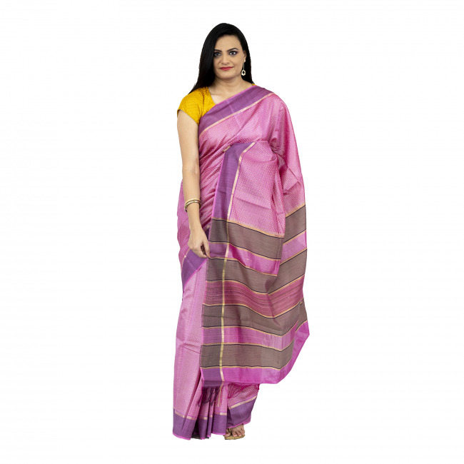 Tribes India Jala Pink Saree