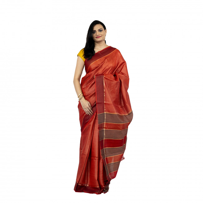 Tribes India Jala Red Saree