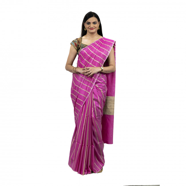 Tribes India Ghicha Pink Saree