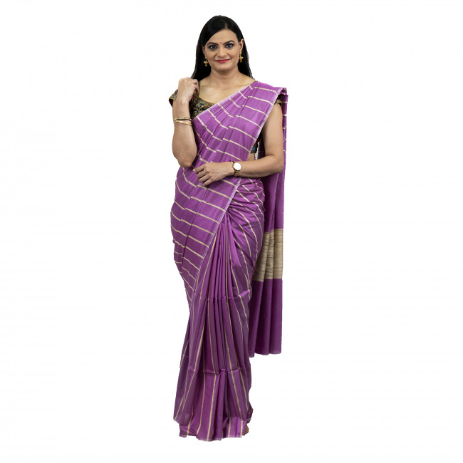 Tribes India Ghicha Purple Saree