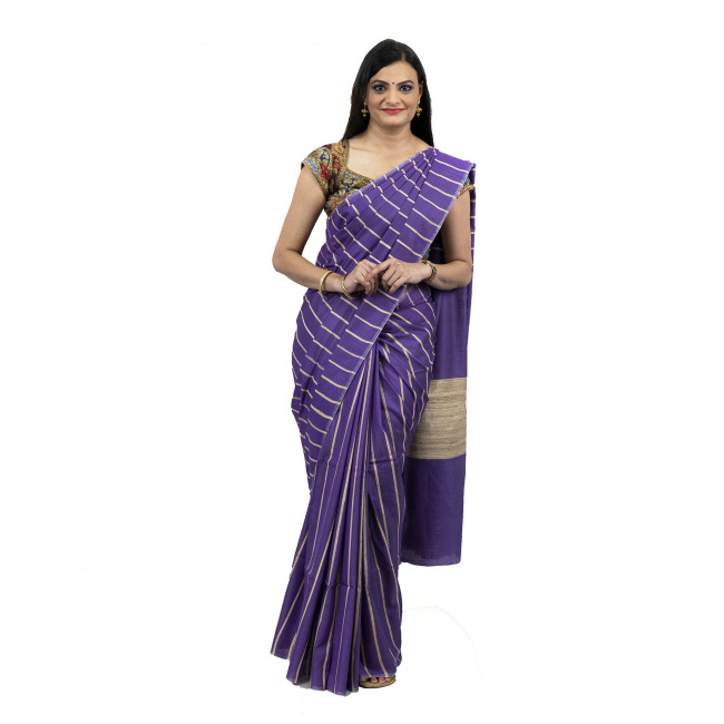 Tribes India Ghicha Violet Saree
