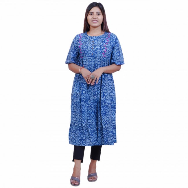 Tribes India Hand-Block Printed A-Line Cotton Kurti