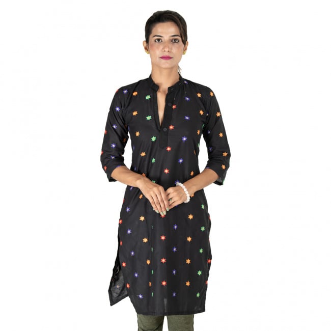 Kurta Ladies Long Black Milti - S