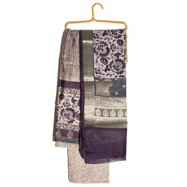 Ladies 3 Piece Suit Set Mulberry Cotton Unstitched