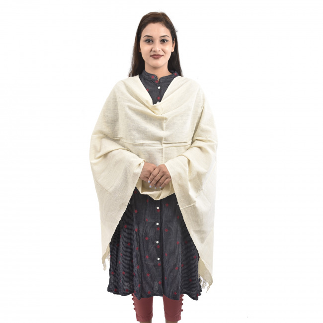 Hand Woven Eri Silk Net Design Stole By Tribal Artisans of Assam