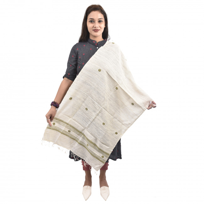 Hand Woven Eri Silk Net Design Stole/Dupatta By Tribal Artisans of Assam