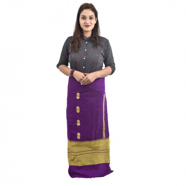 Handwoven Pure Cotton Purple Waist Wrap Around Wrapper
