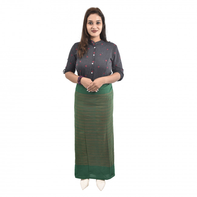 Handwoven Pure Cotton Green Waist Wrap Around Wrapper