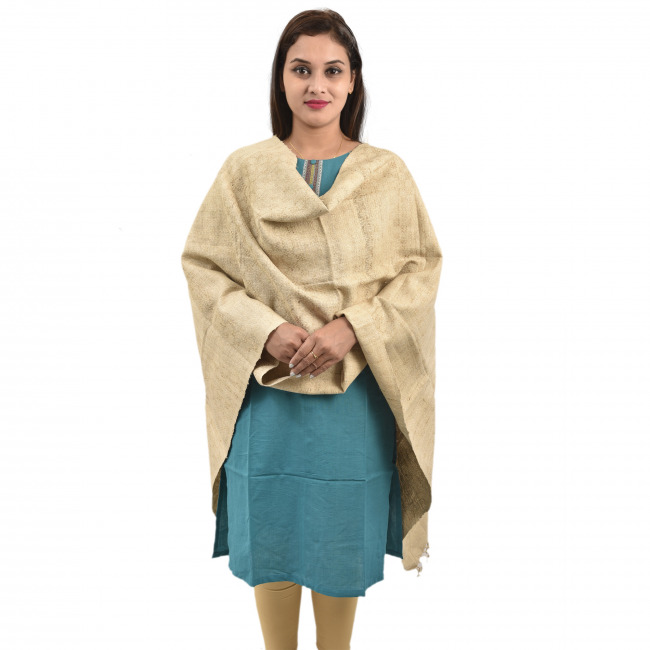 Hand Woven Eri Silk Chek Stole/Dupatta By Tribal Artisans of Assam