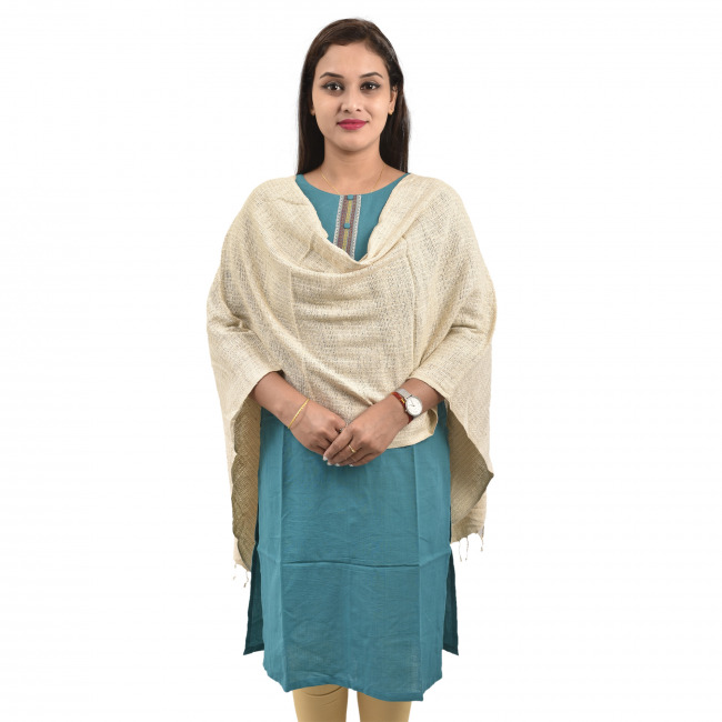 Hand Woven Eri Silk Net Design Stole/Dupatta By Tribal Artisans of Assam