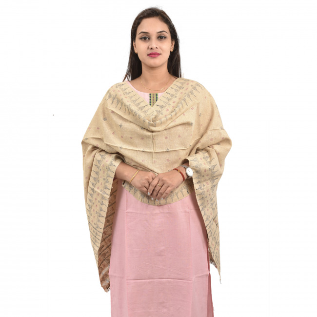 Hand Woven Traditional Eri Silk Stole/Dupatta By Tribal Artisans of Assam