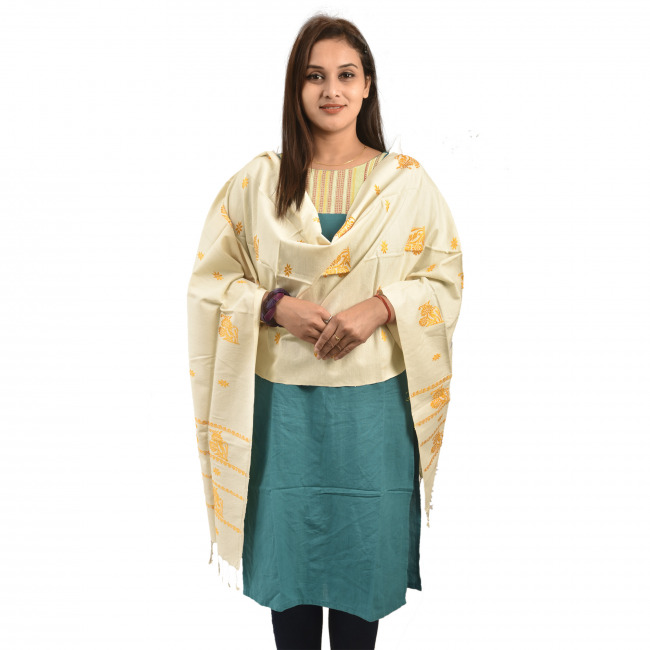 Hand Woven Traditional Eri Silk Stole/Dupatta By Tribal Artisans of Assam