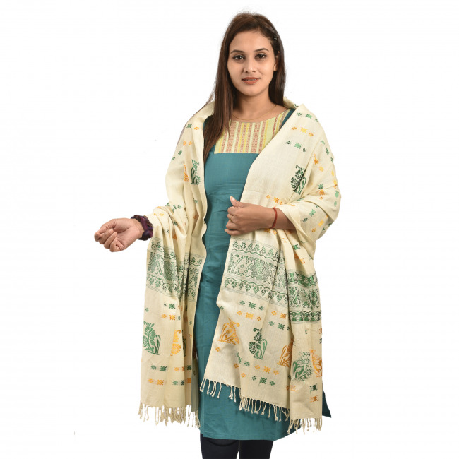 Hand Woven Traditional Eri Silk Shawl By Tribal Artisans of Assam