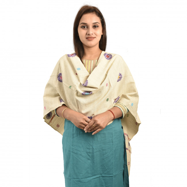 Hand Woven Traditional Eri Silk Stole By Tribal Artisans of Assam