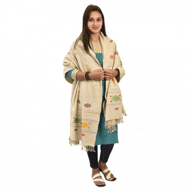 Hand Woven Traditional Eri Silk Stole By Tribal Artisans of Assam