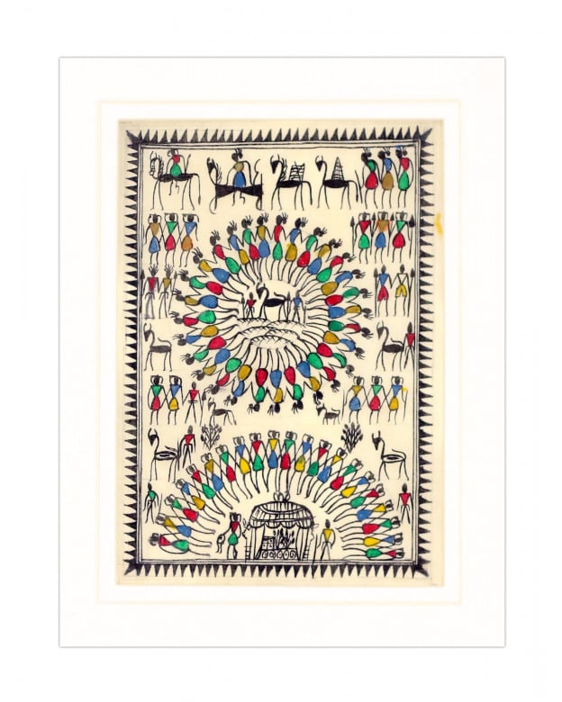 Tribes India Saura Painting Tassar with Mount