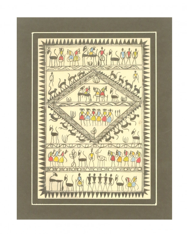Tribes India Saura Painting Tassar with Mount