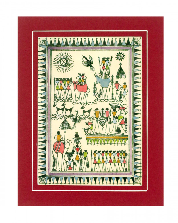 Tribes India Saura Painting Tassar with Mount