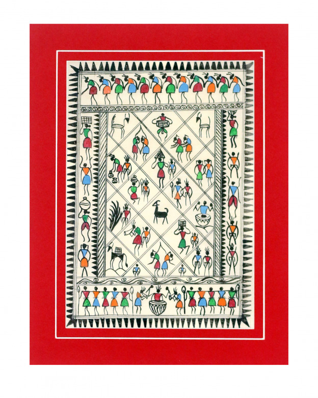 Tribes India Saura Painting Tassar with Mount