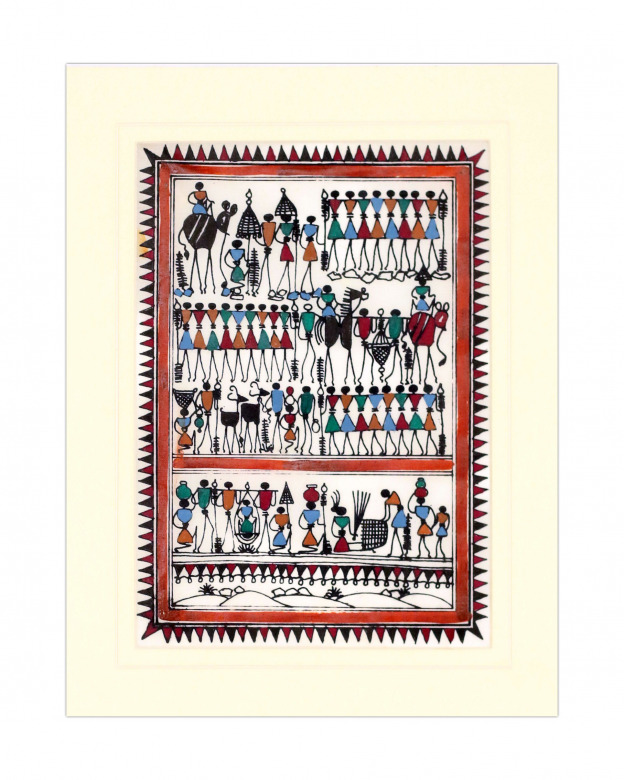 Tribes India Saura Painting Tassar with Mount