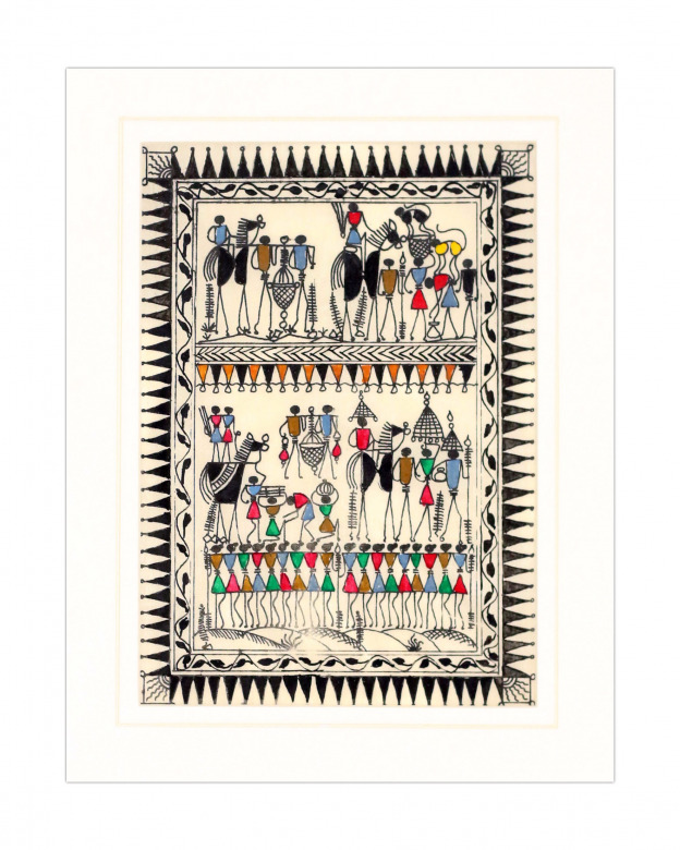 Tribes India Saura Painting Tassar with Mount