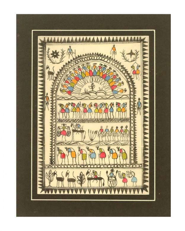 Tribes India Saura Painting Tassar with Mount