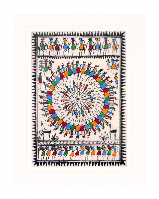 Tribes India Saura Painting Tassar with Mount