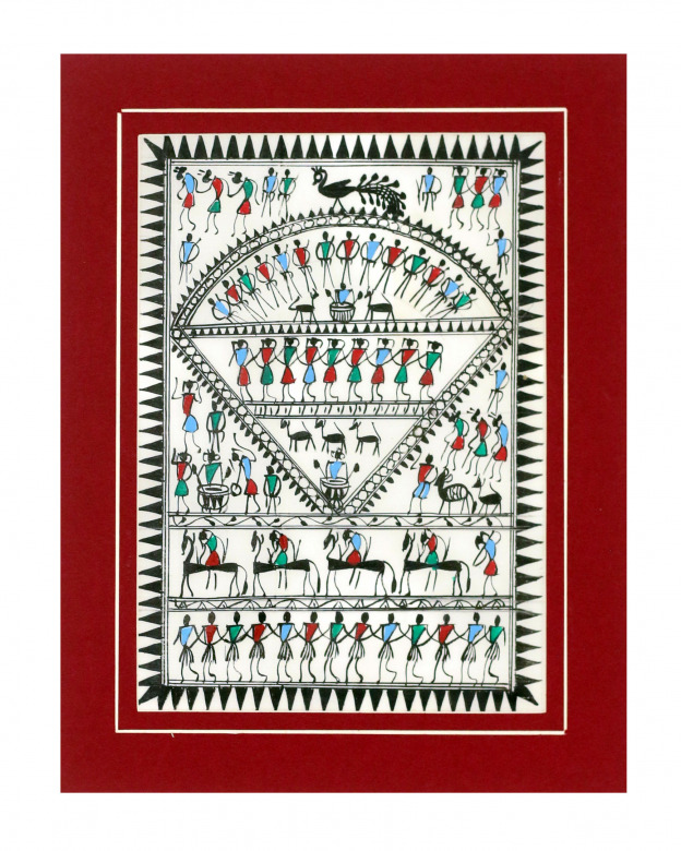 Tribes India Saura Painting Tassar with Mount